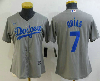 Women's Los Angeles Dodgers #7 Julio Urias Grey Stitched MLB Cool Base Nike Jersey