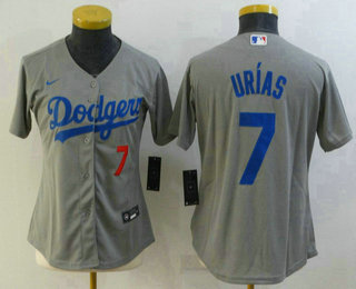 Women's Los Angeles Dodgers #7 Julio Urias Grey Stitched MLB Cool Base Nike Jersey