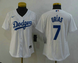 Women's Los Angeles Dodgers #7 Julio Urias White Stitched MLB Cool Base Nike Jersey