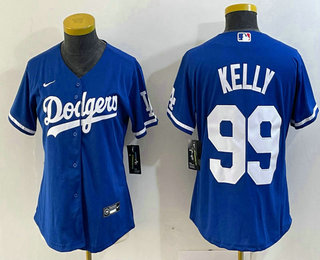 Women's Los Angeles Dodgers #99 Joe Kelly Blue Stitched Cool Base Nike Jersey 01