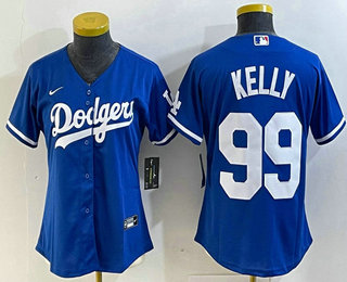 Women's Los Angeles Dodgers #99 Joe Kelly Blue Stitched Cool Base Nike Jersey 01