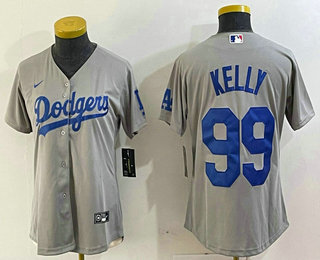 Women's Los Angeles Dodgers #99 Joe Kelly Grey With Los Stitched Cool Base Nike Jersey 01