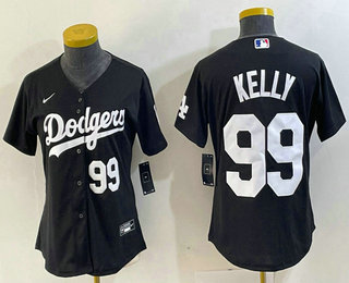 Women's Los Angeles Dodgers #99 Joe Kelly Number Black Stitched Cool Base Nike Jersey 03