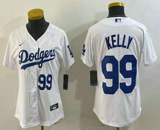 Women's Los Angeles Dodgers #99 Joe Kelly Number White Stitched Cool Base Nike Jersey 01