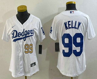 Women's Los Angeles Dodgers #99 Joe Kelly Number White Stitched Cool Base Nike Jersey 03