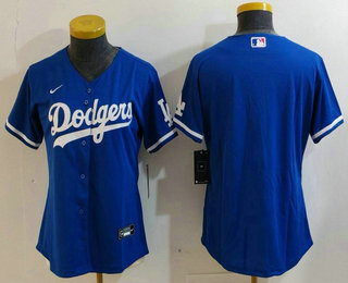 Women's Los Angeles Dodgers Blank Blue Stitched Cool Base Nike Jersey