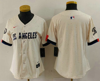 Women's Los Angeles Dodgers Blank Cream 2024 City Connect Limited Stitched Jersey