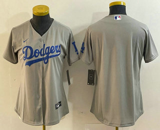 Women's Los Angeles Dodgers Blank Grey Cool Base Stitched Nike Jersey