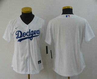 Women's Los Angeles Dodgers Blank White Stitched MLB Cool Base Nike Jersey