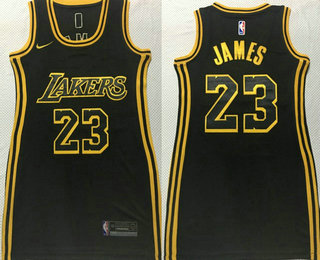 Women's Los Angeles Lakers #23 LeBron James Black 2020 Nike City Edition Stitched Dress Jersey