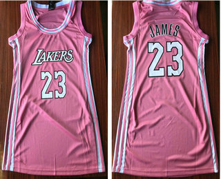 Women's Los Angeles Lakers #23 LeBron James Pink 2018-2019 Nike Swingman NBA Dress Jersey