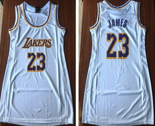 Women's Los Angeles Lakers #23 LeBron James White 2018-2019 Nike Swingman NBA Dress Jersey