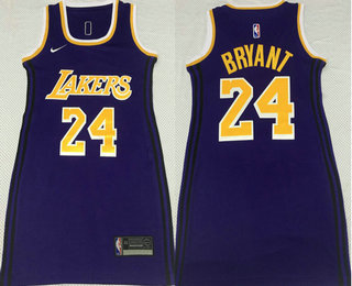 Women's Los Angeles Lakers #24 Kobe Bryant Purple Nike Swingman Stitched Dress Jersey