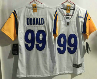 Women's Los Angeles Rams #99 Aaron Donald White 2021 NEW Vapor Untouchable Stitched NFL Nike Limited Jersey