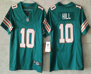 Women's Miami Dolphins #10 Tyreek Hill Aqua 2023 FUSE Vapor Limited Throwback Stitched Jersey