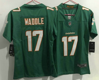 Women's Miami Dolphins #17 Jaylen Waddle Green 2020 Vapor Untouchable Stitched NFL Nike Limited Jersey