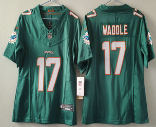 Women's Miami Dolphins #17 Jaylen Waddle Green 2023 FUSE Vapor Limited Stitched Jersey