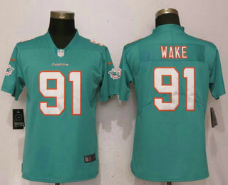 Women's Miami Dolphins #91 Cameron Wake Green 2017 Vapor Untouchable Stitched NFL Nike Limited Jersey