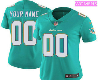 Women's Miami Dolphins Custom Vapor Untouchable Aqua Green Team Color NFL Nike Limited Jersey