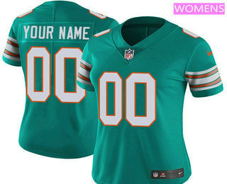 Women's Miami Dolphins Custom Vapor Untouchable Green Throwback NFL Nike Limited Jersey