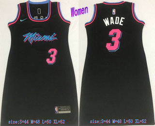 Women's Miami Heat #3 Dwyane Wade Black Nike Swingman Stitched Dress Jersey