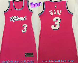 Women's Miami Heat #3 Dwyane Wade Pink Nike Swingman Stitched Dress Jersey