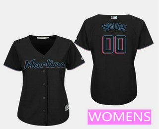 Women's Miami Marlins Black Alternate 2019 Cool Base Custom Jersey