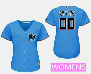 Women's Miami Marlins Blue Alternate 2019 Cool Base Custom Jersey