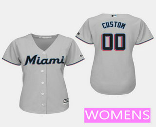 Women's Miami Marlins Gray Alternate 2019 Cool Base Custom Jersey