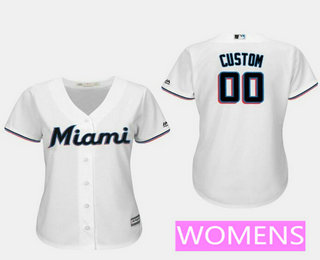 Women's Miami Marlins White Alternate 2019 Cool Base Custom Jersey