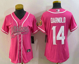 Women's Minnesota Vikings #14 Sam Darnold Pink Cool Base Stitched Baseball Jersey