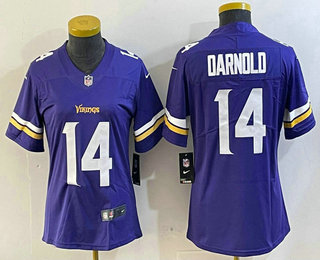 Women's Minnesota Vikings #14 Sam Darnold Purple Vapor Limited Stitched Jersey