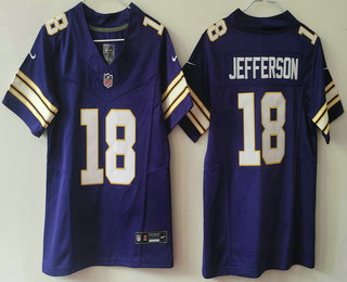 Women's Minnesota Vikings #18 Justin Jefferson Limited Purple Classic FUSE Vapor Jersey