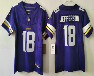 Women's Minnesota Vikings #18 Justin Jefferson Limited Purple FUSE Vapor Jersey
