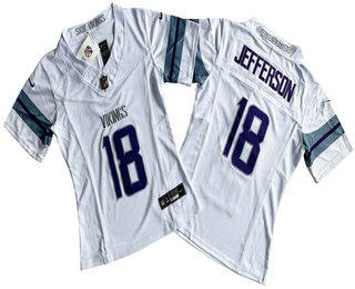 Women's Minnesota Vikings #18 Justin Jefferson White Alternate Vapor FUSE Limited Stitched Jersey