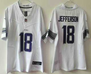 Women's Minnesota Vikings #18 Justin Jefferson White Alternate Vapor FUSE Limited Stitched Jersey