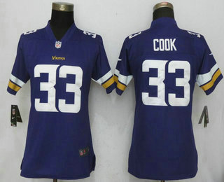 Women's Minnesota Vikings #33 Dalvin Cook Purple 2017 Vapor Untouchable Stitched NFL Nike Limited Jersey