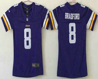 Women's Minnesota Vikings #8 Sam Bradford Purple 2017 Vapor Untouchable Stitched NFL Nike Limited Jersey