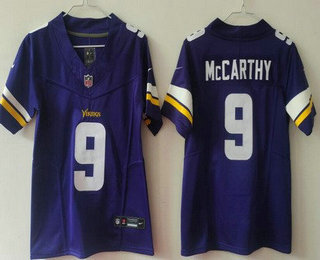 Women's Minnesota Vikings #9 JJ McCarthy Limited Purple FUSE Vapor Jersey