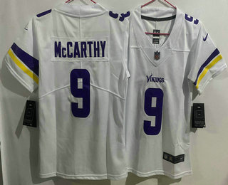 Women's Minnesota Vikings #9 JJ McCarthy Limited White Vapor Jersey