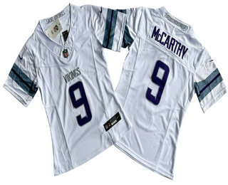 Women's Minnesota Vikings #9 JJ McCarthy White Alternate Vapor FUSE Limited Stitched Jersey