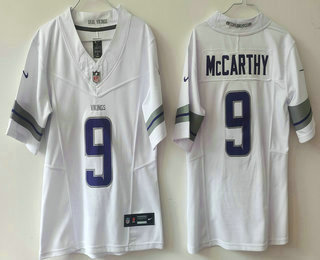 Women's Minnesota Vikings #9 JJ McCarthy White Alternate Vapor FUSE Limited Stitched Jersey