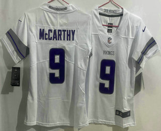 Women's Minnesota Vikings #9 JJ McCarthy White Alternate Vapor Limited Stitched Jersey