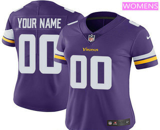 Women's Minnesota Vikings Custom Vapor Untouchable Purple Team Color NFL Nike Limited Jersey