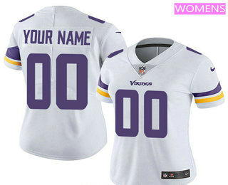 Women's Minnesota Vikings Custom Vapor Untouchable White Road NFL Nike Limited Jersey