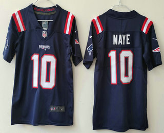 Women's New England Patriots #10 Drake Maye Navy Blue 2024 Vapor Limited Stitched Jersey