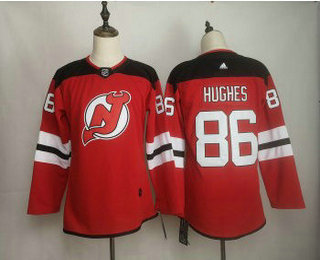 Women's New Jersey Devils #86 Jack Hughes Red Stitched Adidas NHL Jersey