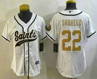 Women's New Orleans Saints #22 Rashid Shaheed White Cool Base Stitched Baseball Jersey