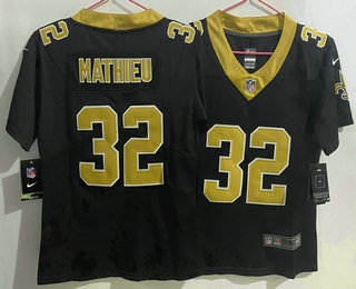 Women's New Orleans Saints #32 Tyrann Mathieu Black 2022 Vapor Untouchable Stitched NFL Nike Limited Jersey