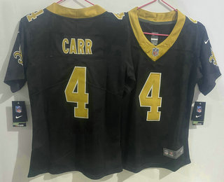 Women's New Orleans Saints #4 Derek Carr Black 2023 Vapor Untouchable Stitched Nike Limited Jersey